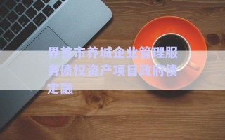 界首市養城企業管理服務債權資產項目政府債定融 界首市養城企業管理服務債權資產項目政府債定融